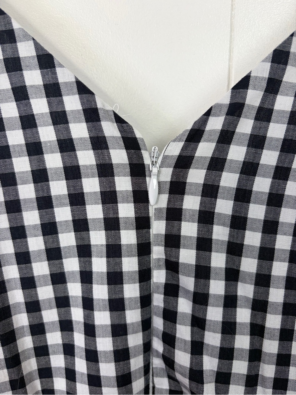 Cleo Black White Gingham Fit Flare Midi Dress A-Line Pockets Sleeveless Size 14 - Picture 7 of 14